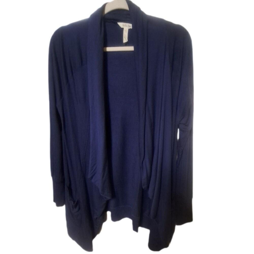 Matilda Jane Navy Blue Open Front Cardigan Women Small Two Pockets